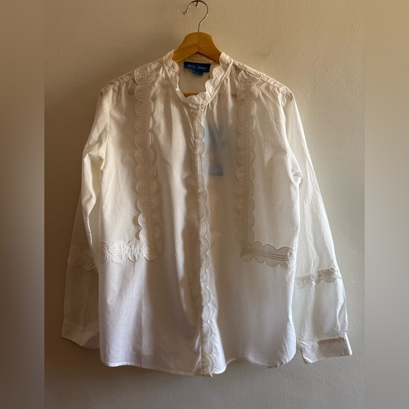 NWT m.i.h White Scalloped Button Dow Blouse, Delicate, Feminine, Size Medium - Picture 2 of 16